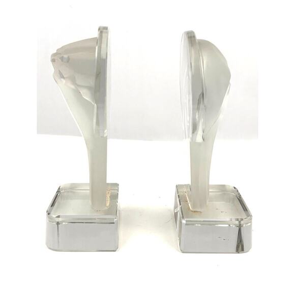 VTG Czech Bohemia Glass Crystal Mary & Jesus Frosted Figures 1970's Set Bookend - Picture 6 of 16